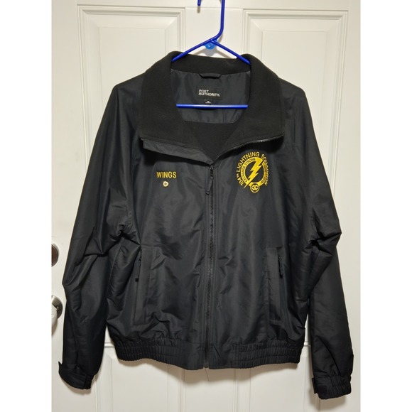 National Exchange Club Bomber Jacket Mens Medium Black Past President Pin Coat - Picture 1 of 6
